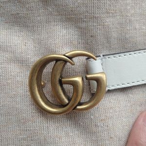 Gucci marmont white leather belt 75cm